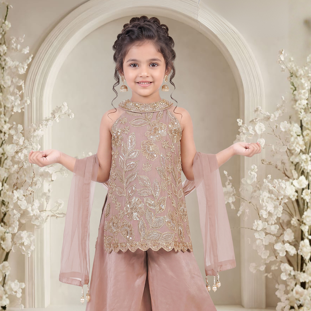 Brown Stylish Palazzo Set For Girls with Dupatta