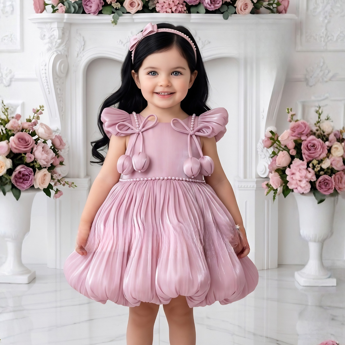 Light pink designer organza party wear frock