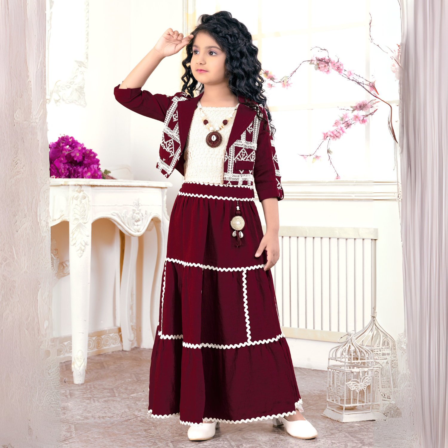 Girls Long Skirt With Jacket