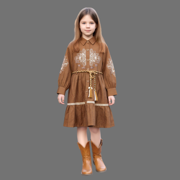 Girls Western Knee Length Party Frock