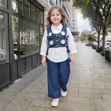 Girls Stylish Denim Jacket Pant Set