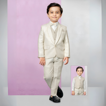 Boys Cream Party Coat Suit