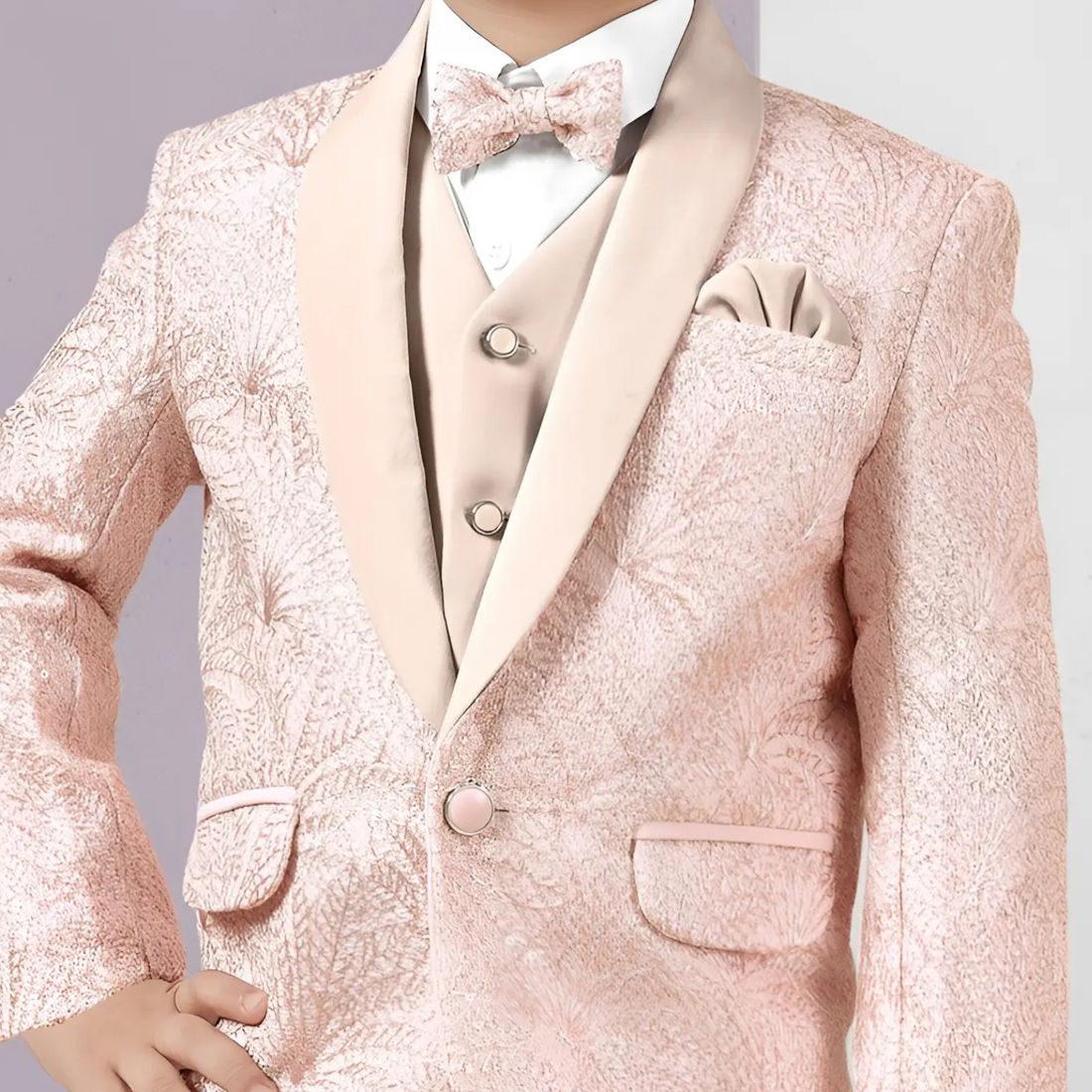 Boys Peach Party Coat Suit Wear