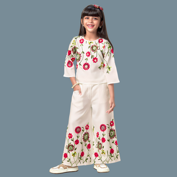 Printed Girls' Top and Palazzo Set