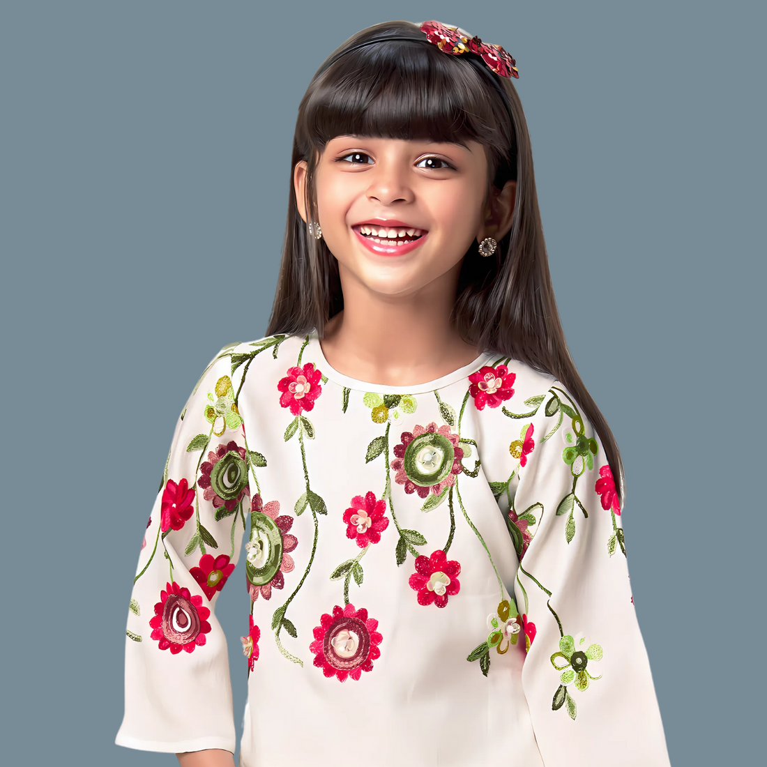 Printed Girls' Top and Palazzo Set