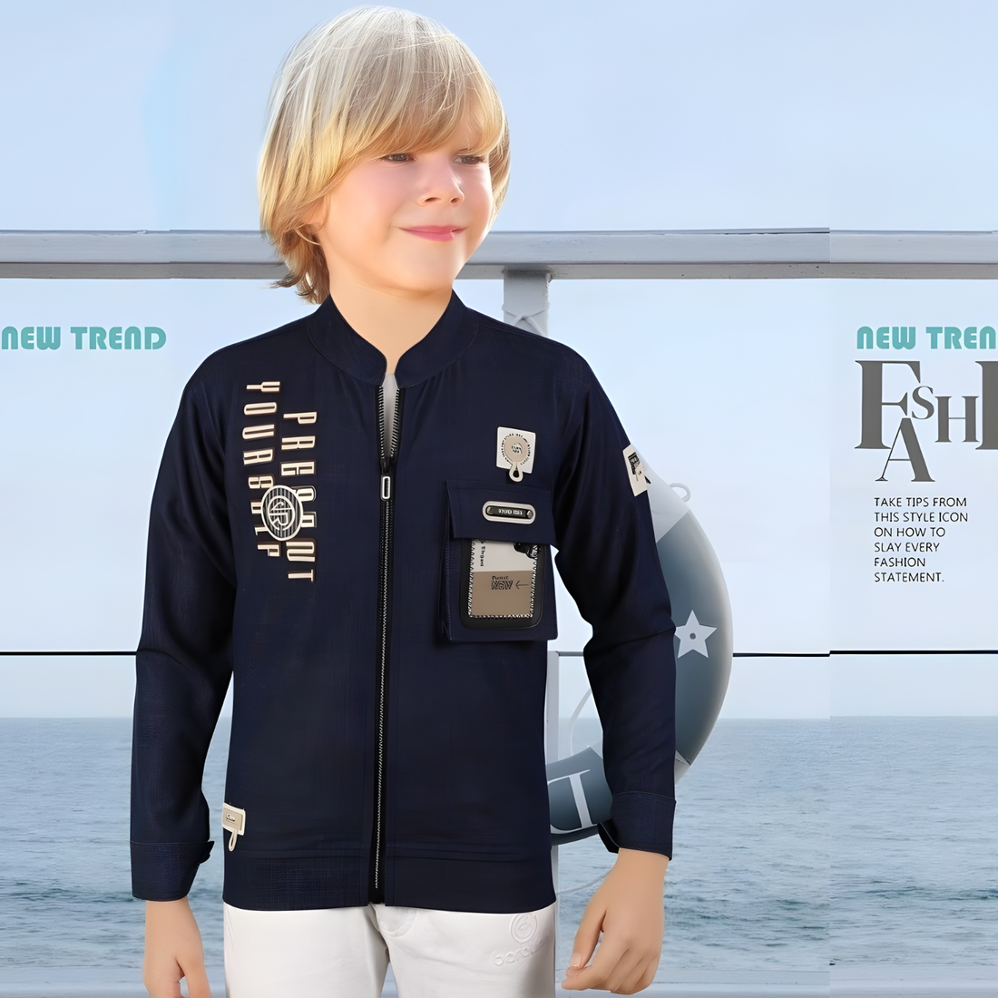 Boys Stylish Blue T-shirt With Jacket