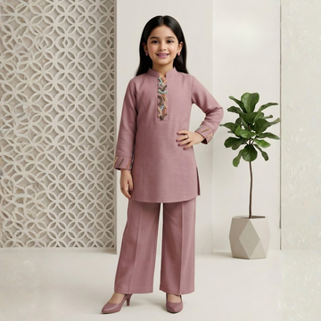 PINK Girls Kurta Co-ord Set