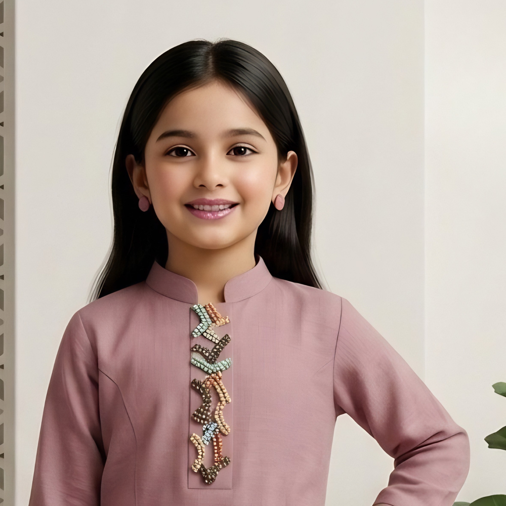 PINK Girls Kurta Co-ord Set
