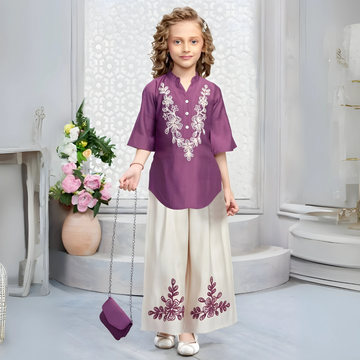 Floral Printed Palazzo Set With Hand Bag
