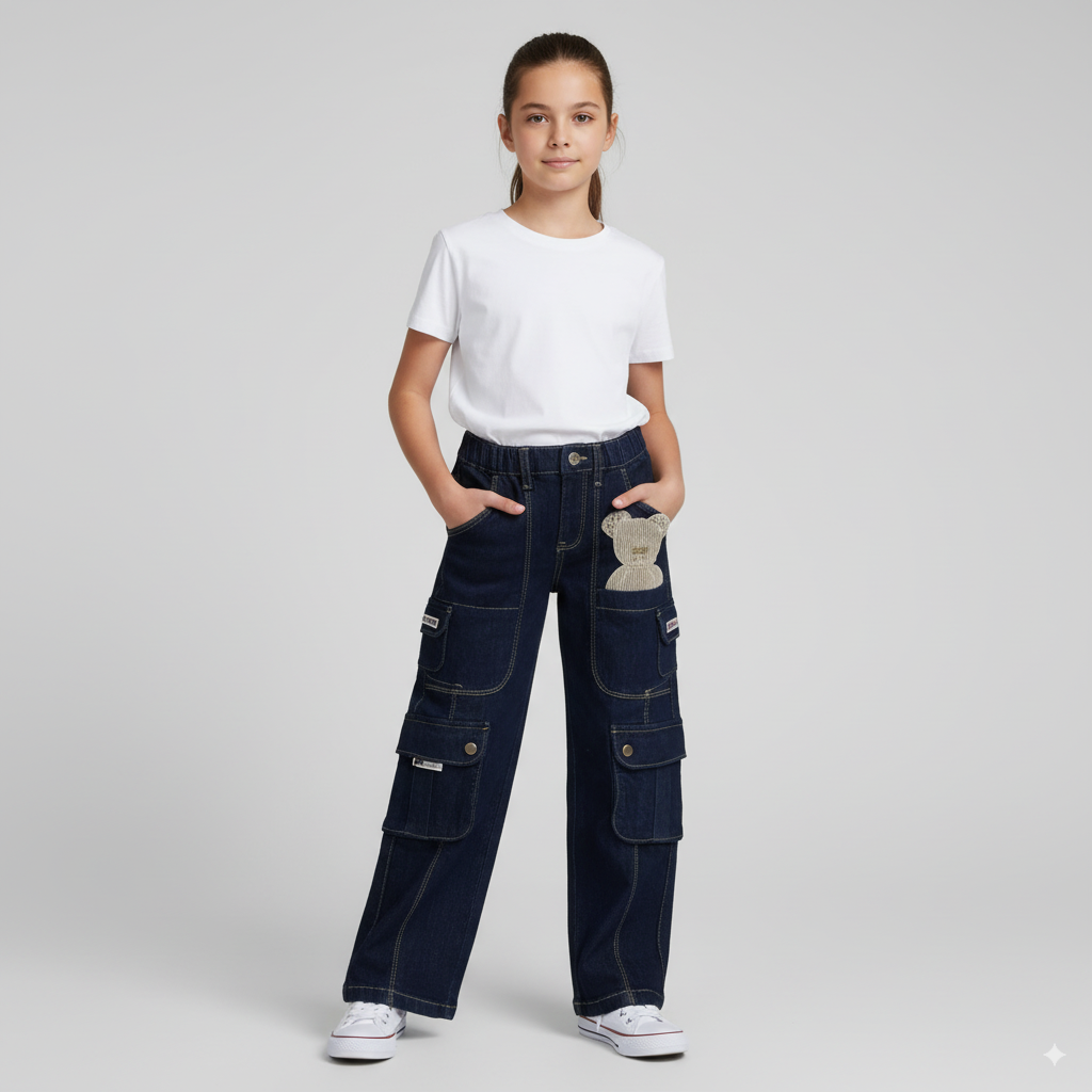 Girls Trendy stylish Cargo Jeans