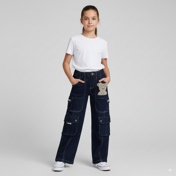 Girls Trendy stylish Cargo Jeans