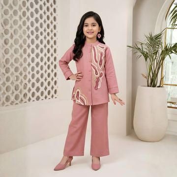 Girls Floral Printed Shirt Style Co-ord Set