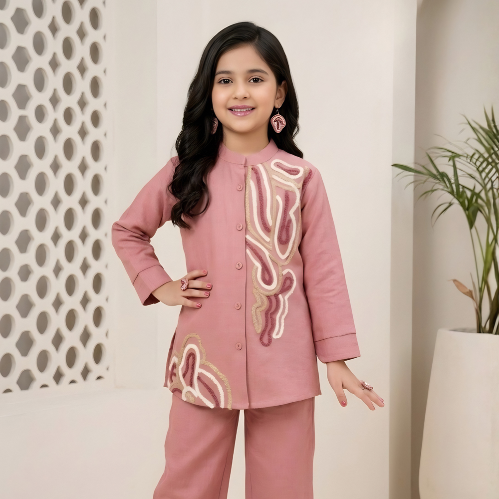Girls Floral Printed Shirt Style Co-ord Set