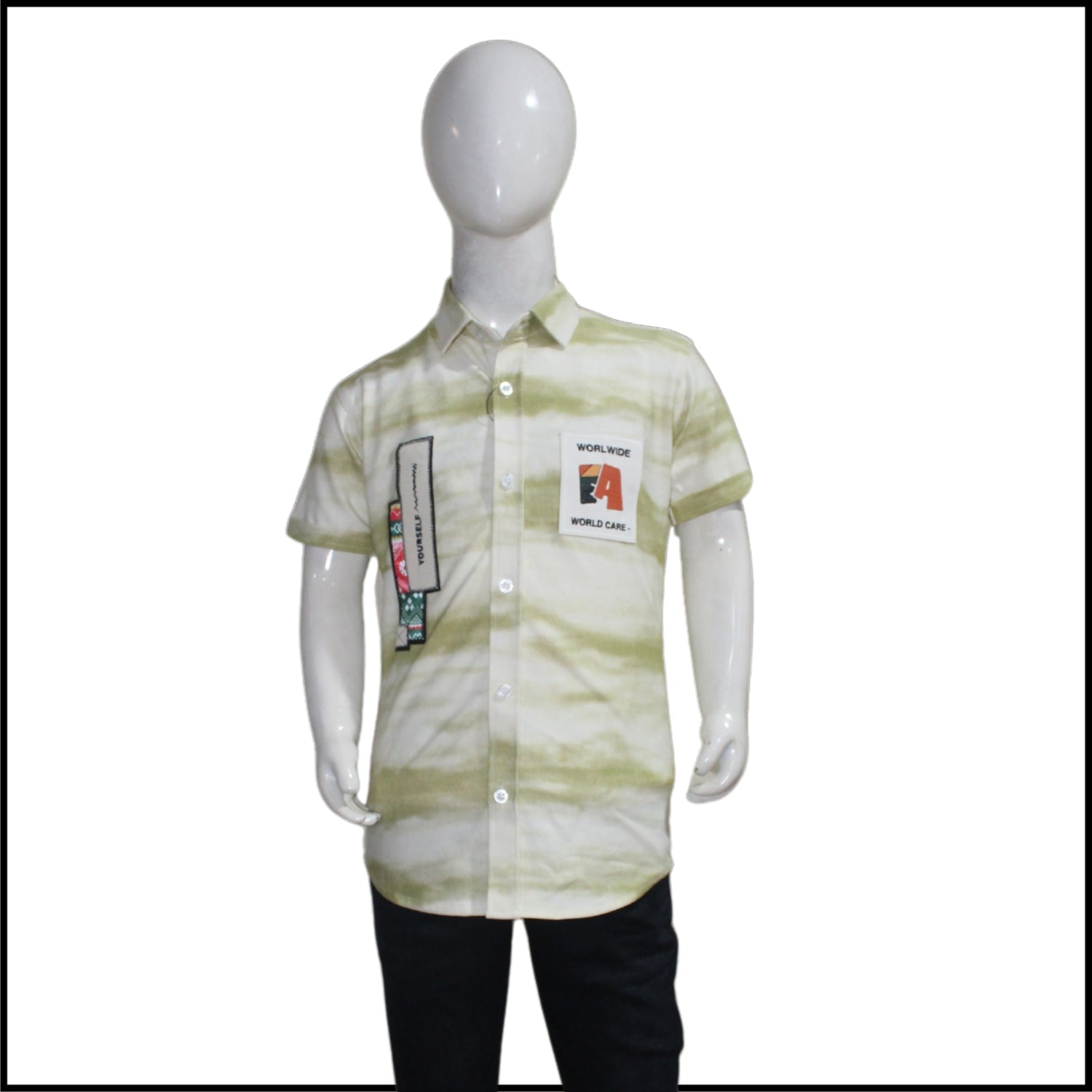 green cotton printed shirt
