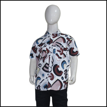 Carven peach printed half sleeves shirt