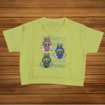 Cotton Knit Half Sleeves Print Top