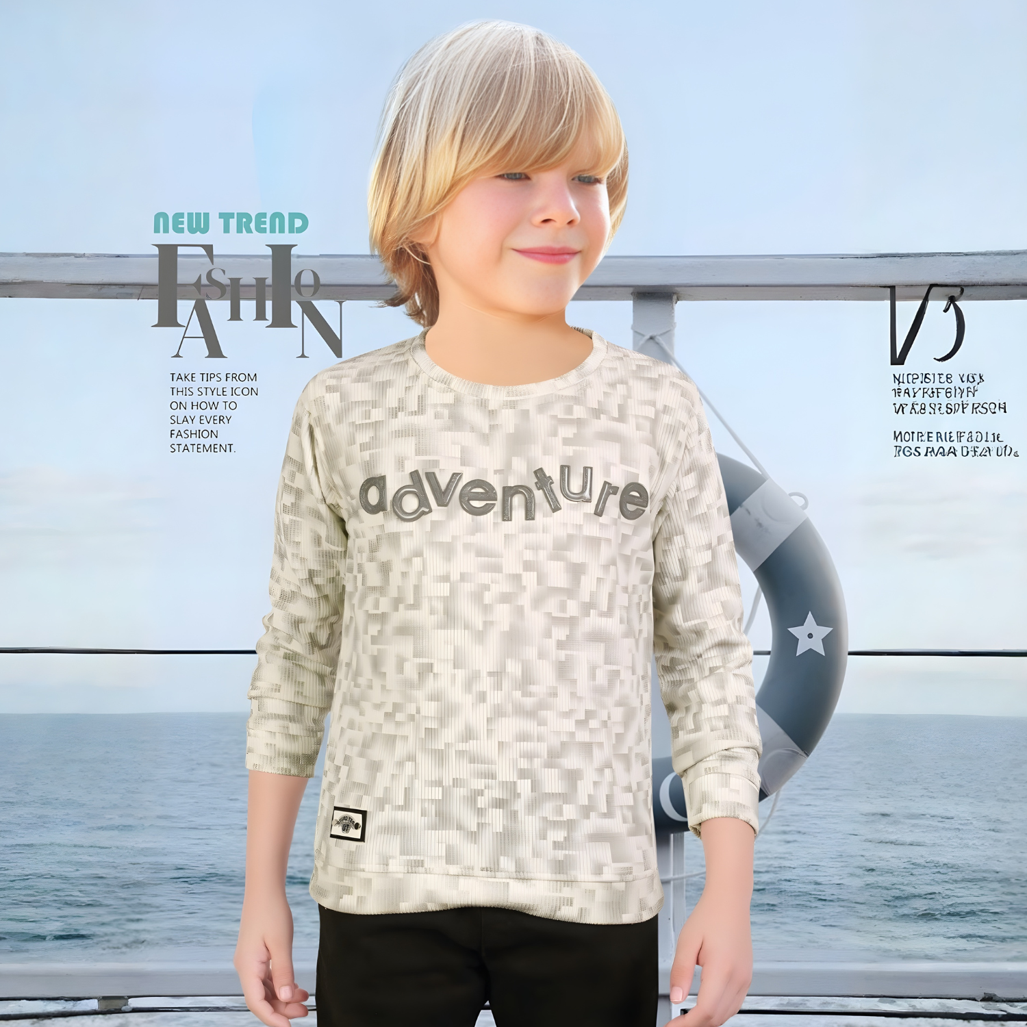 Boys Stylish Cotton Full Sleeve Round Neck T-shirt
