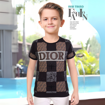 Stylish Black Cotton Round Neck Half Sleeves T-shirt