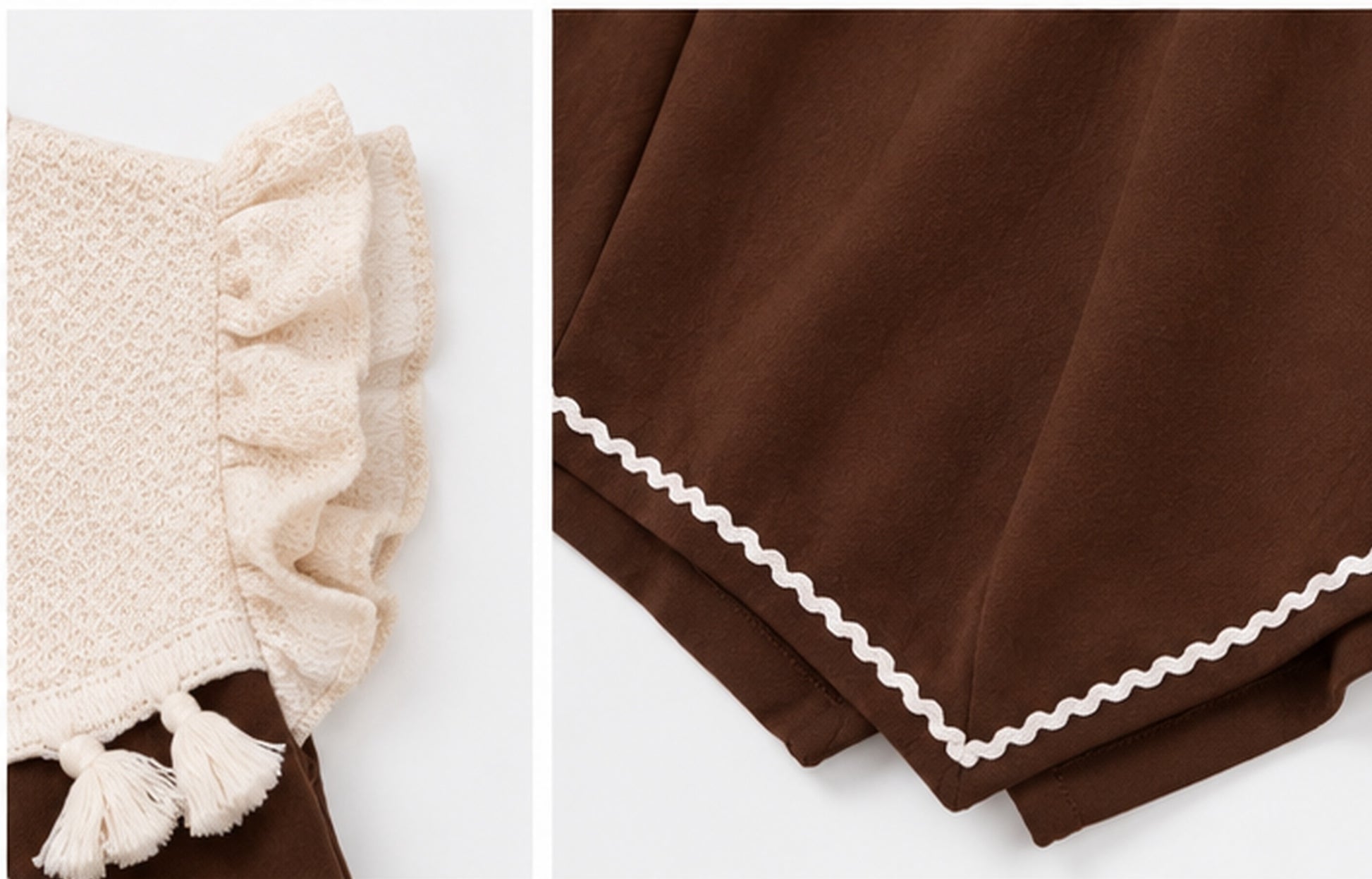 Hem detail of girls brown A-line dress