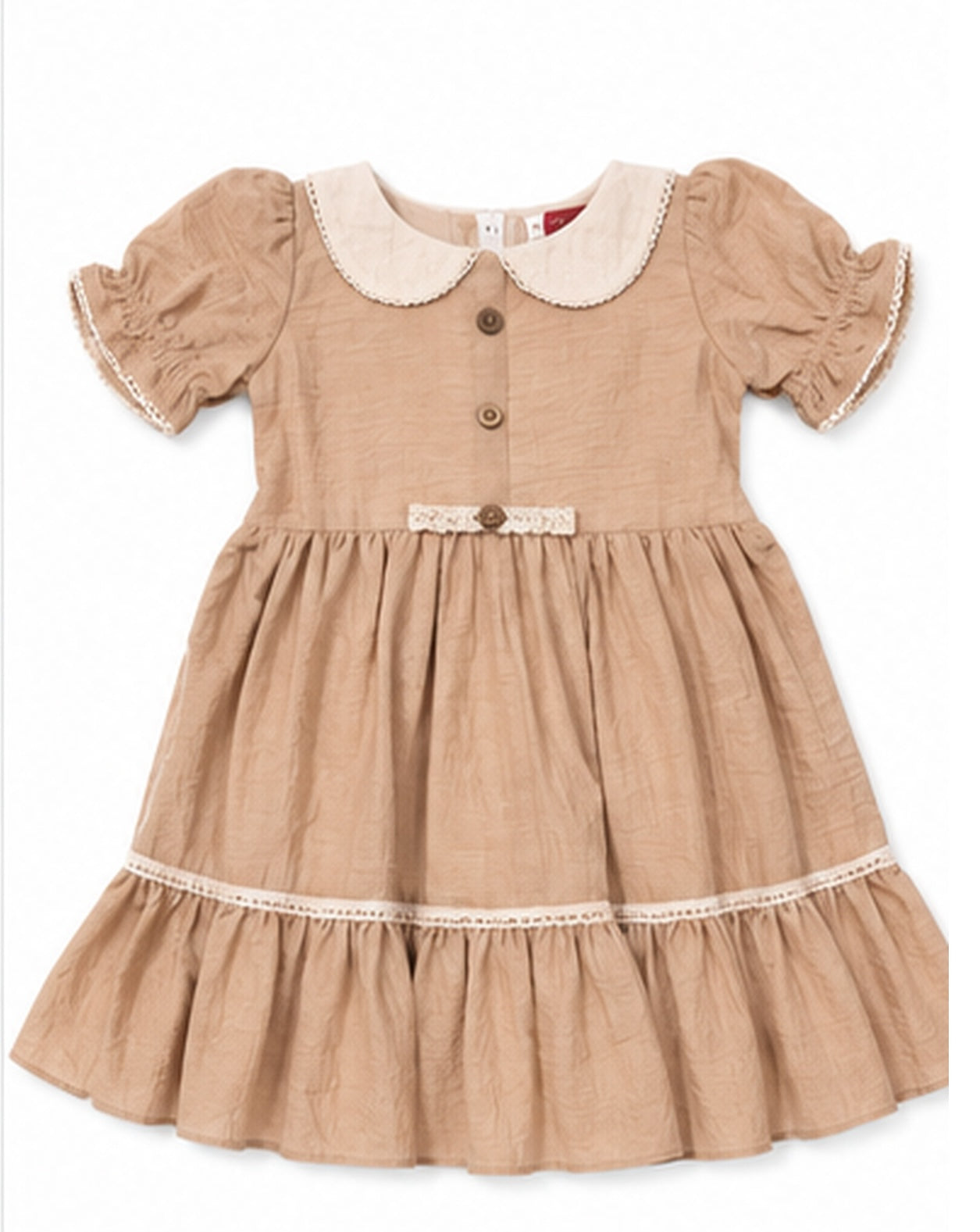 Front view of girls fawn frock