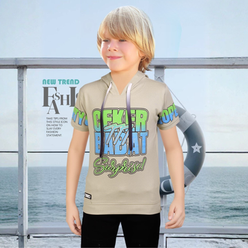 Boys Fawn Round Neck Half Sleeve T-Shirt