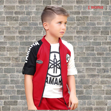 Boys Typographic Print Jacket with T-Shirt