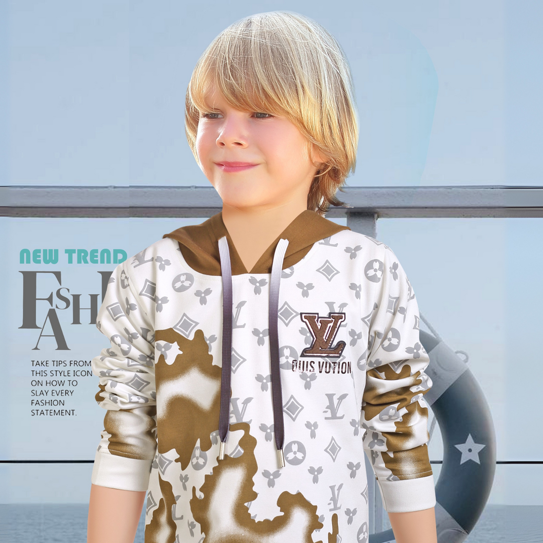 Boys Stylish Trendy Printed Hooded T-shirt