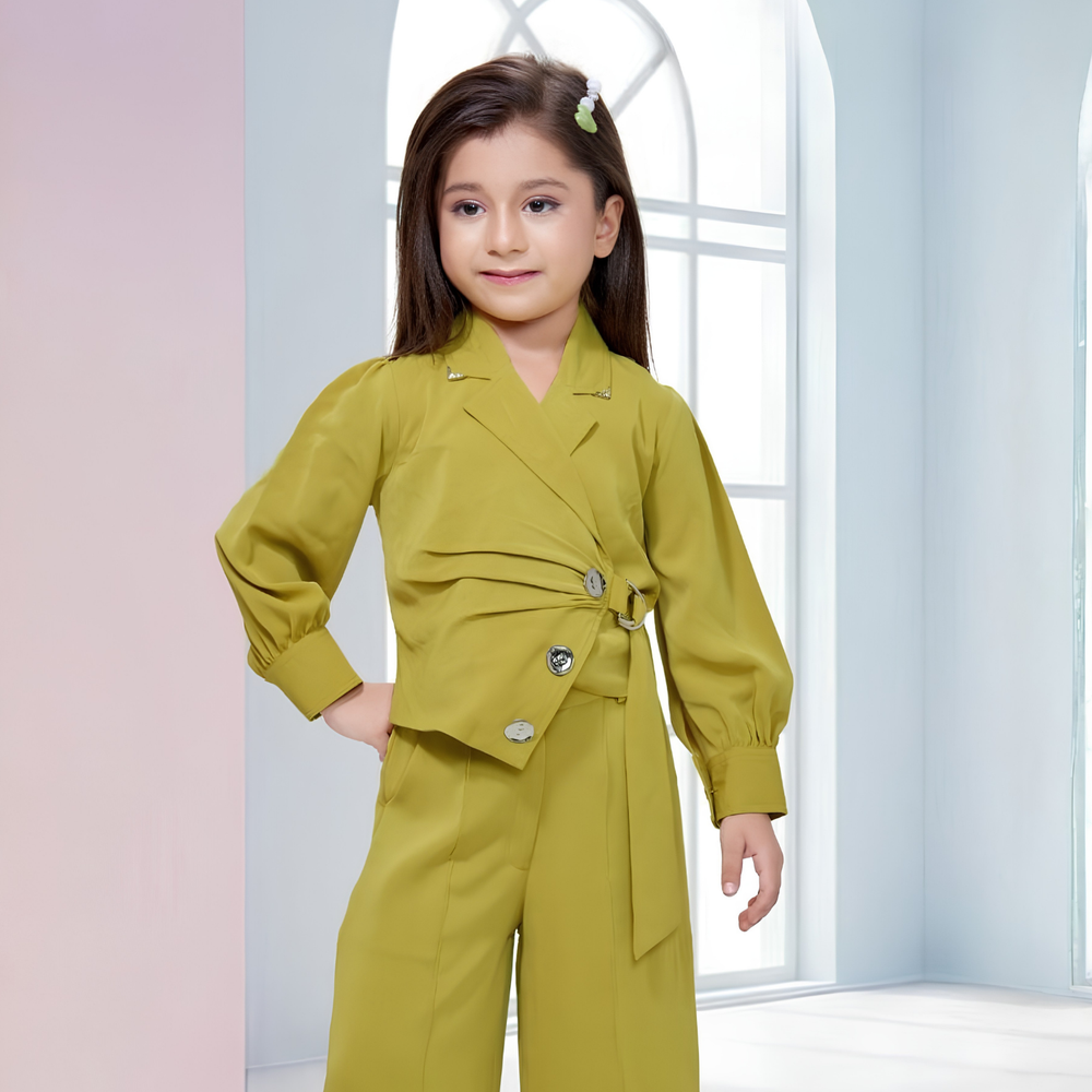 Stylish Mustard Pant Set For Girls