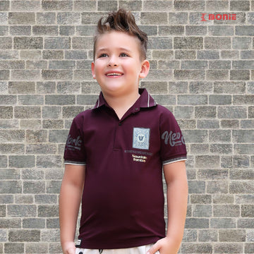 Boys Maroon Regular Fit Solid T-shirt