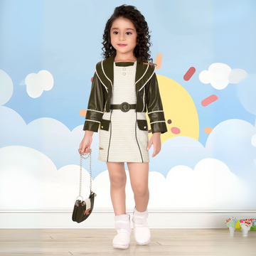 Girls Glossy Shine western Frock with Bag