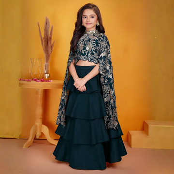 Blue Zari work Lehenga Choli for Girls