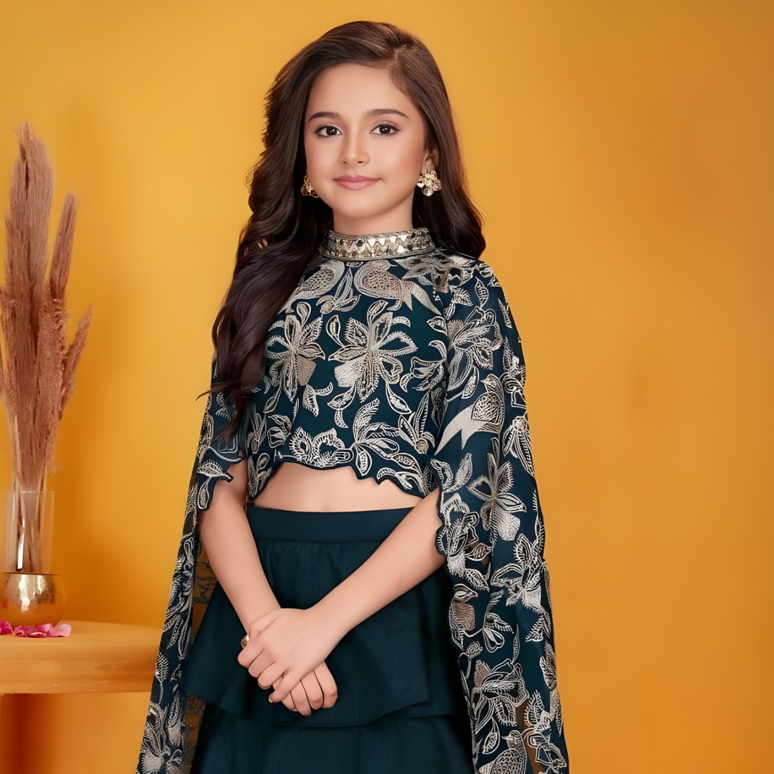 Blue Zari work Lehenga Choli for Girls