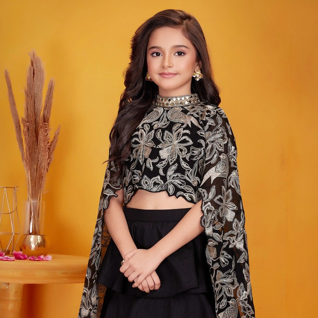 Black Zari work Lehenga Choli for Girls