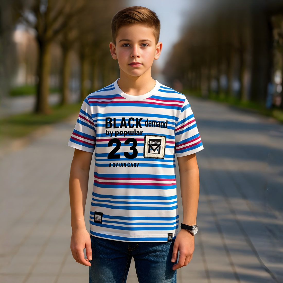 Boys Striped Round Neck T-Shirt (Extra 10% OFF @ Checkout)
