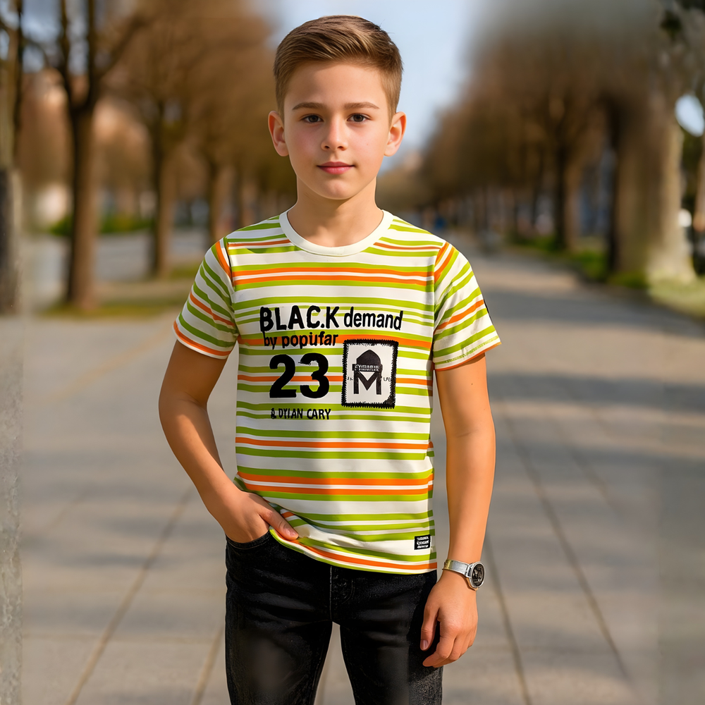Boys Striped Round Neck T-Shirt