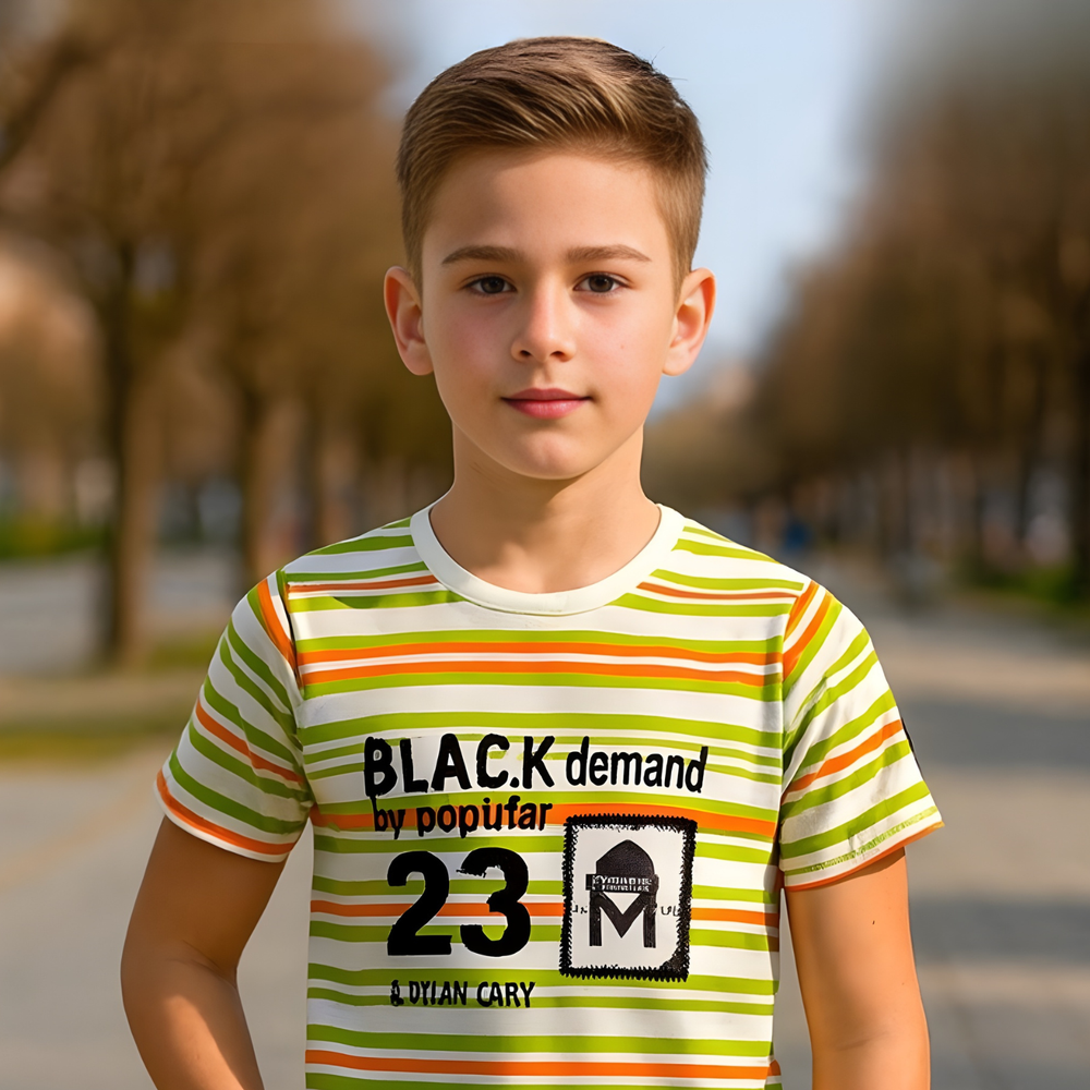 Boys Striped Round Neck T-Shirt