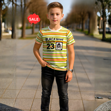 Boys Striped Round Neck T-Shirt (Extra 10% OFF @ Checkout)