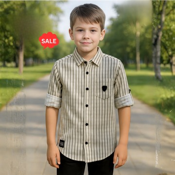 Black Regular Fit Striped Shirt  (Extra 10% OFF @ Checkout)