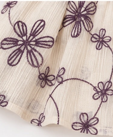 Fabric detail of girls purple party dress