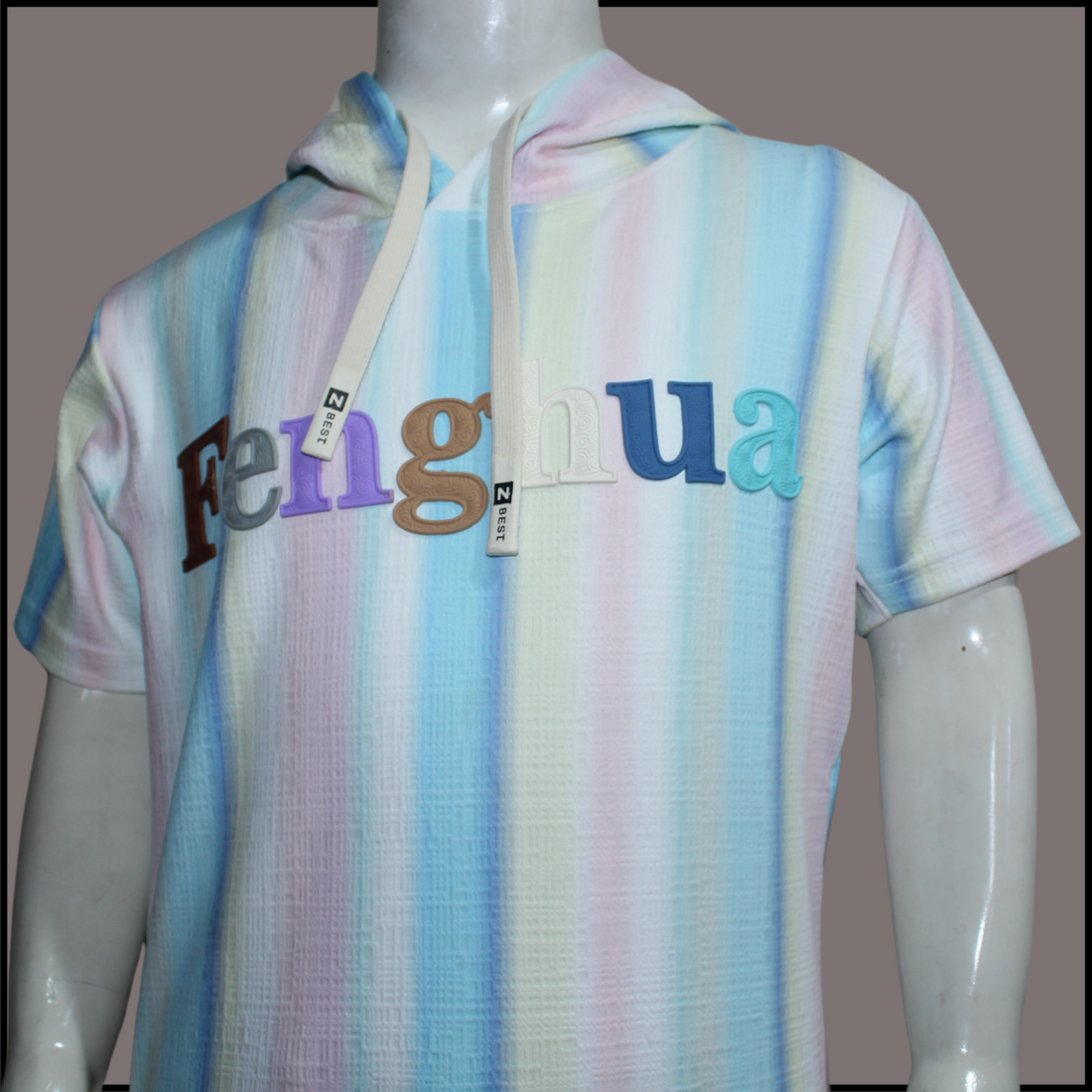 White and Blue Striped Hood t-Shirt