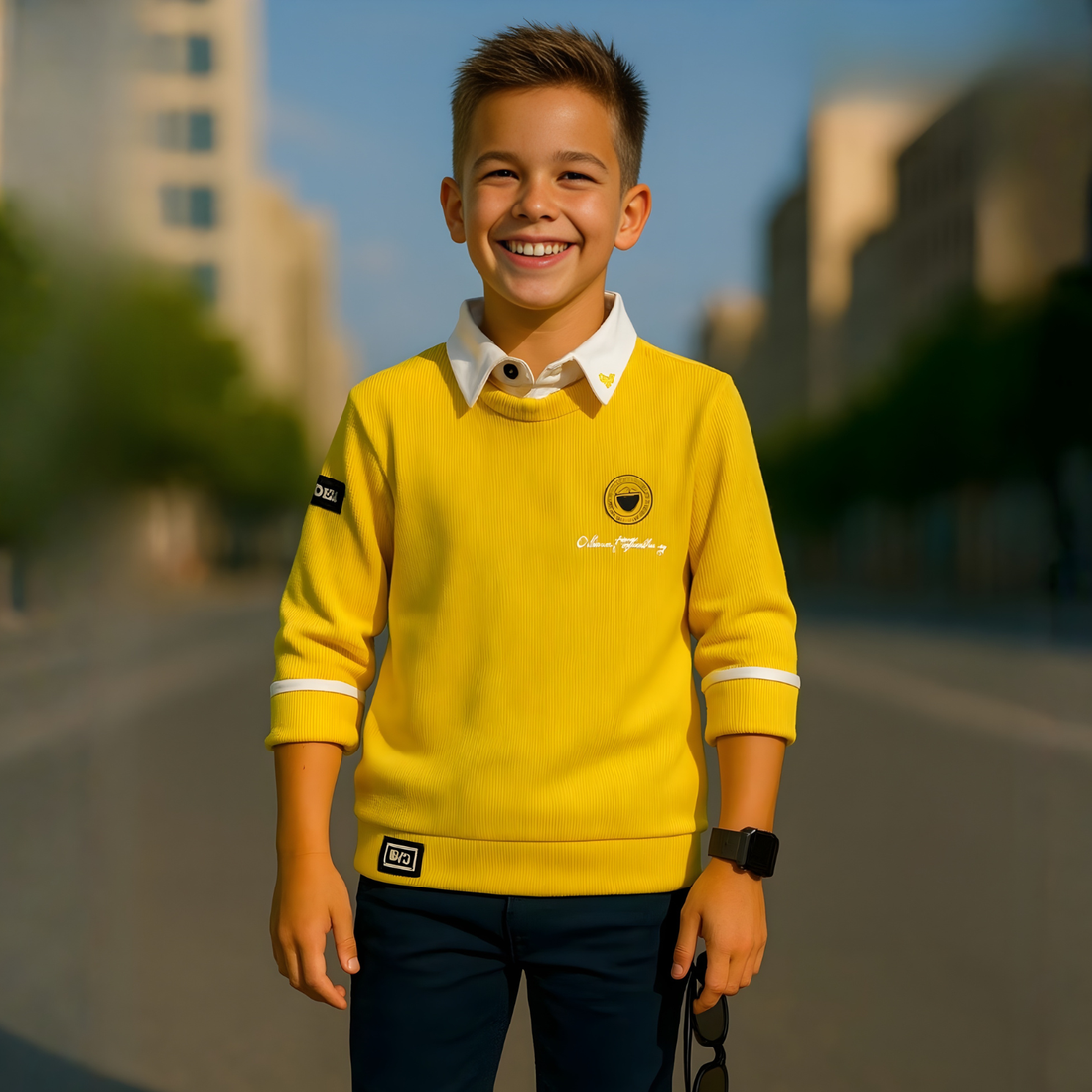 Boys Yellow Polo Collar T-shirt  (Extra 10% OFF @ Checkout)