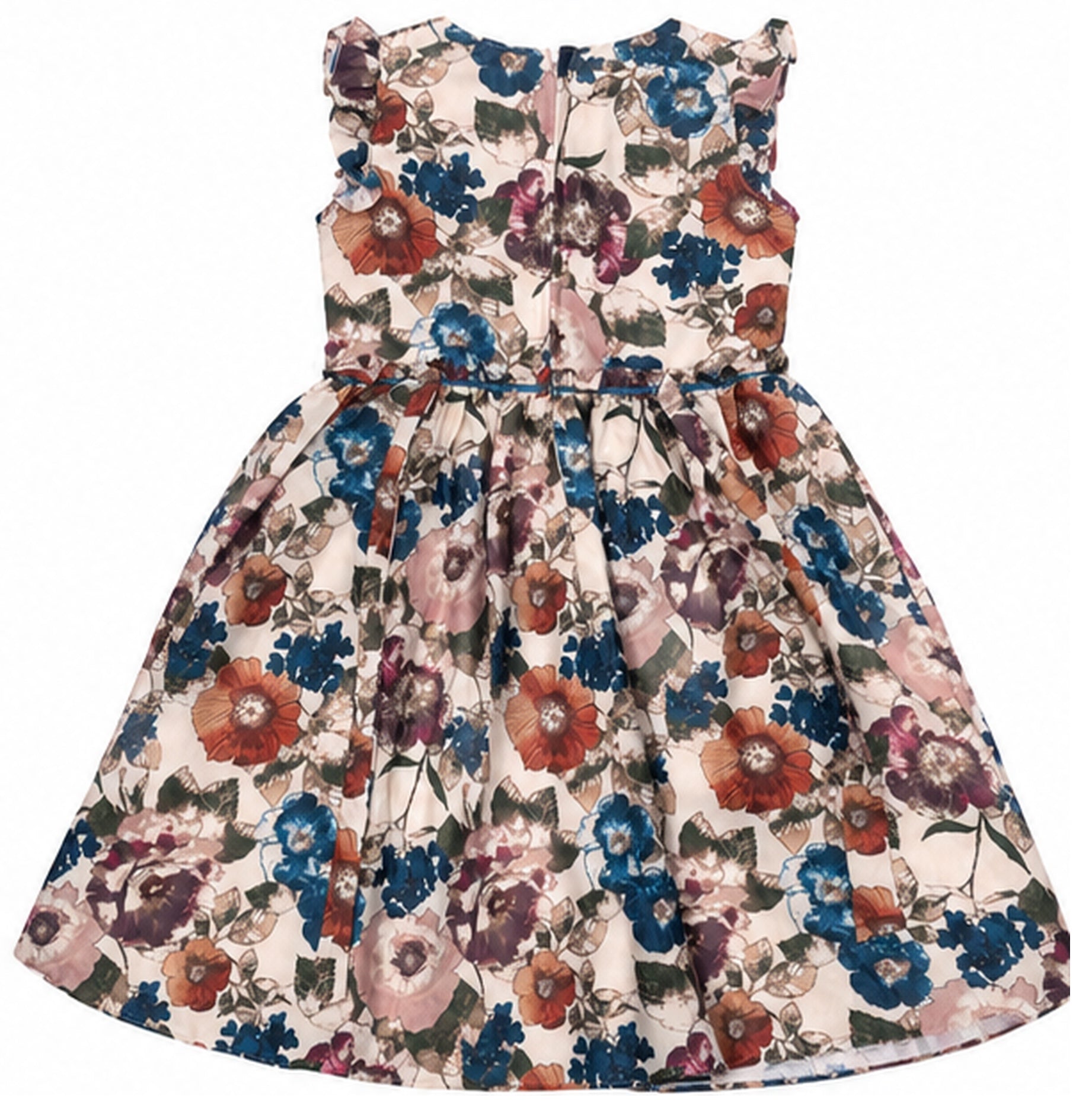 Back view of girls fawn floral frock