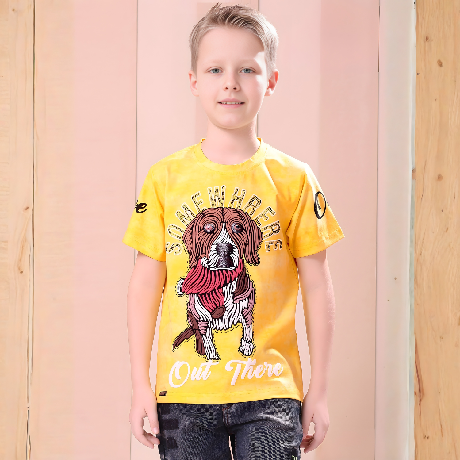 Boys Yellow Round Neck T-Shirt