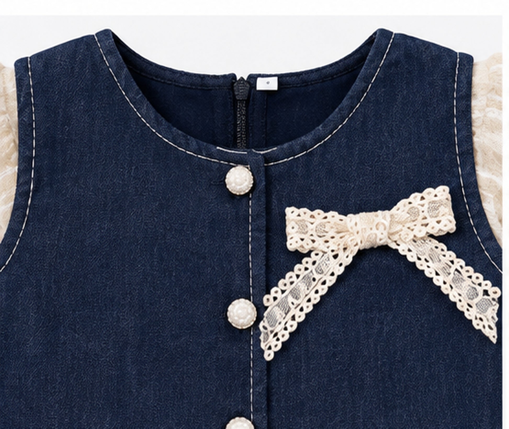 Bow detail on girls blue party wear dress