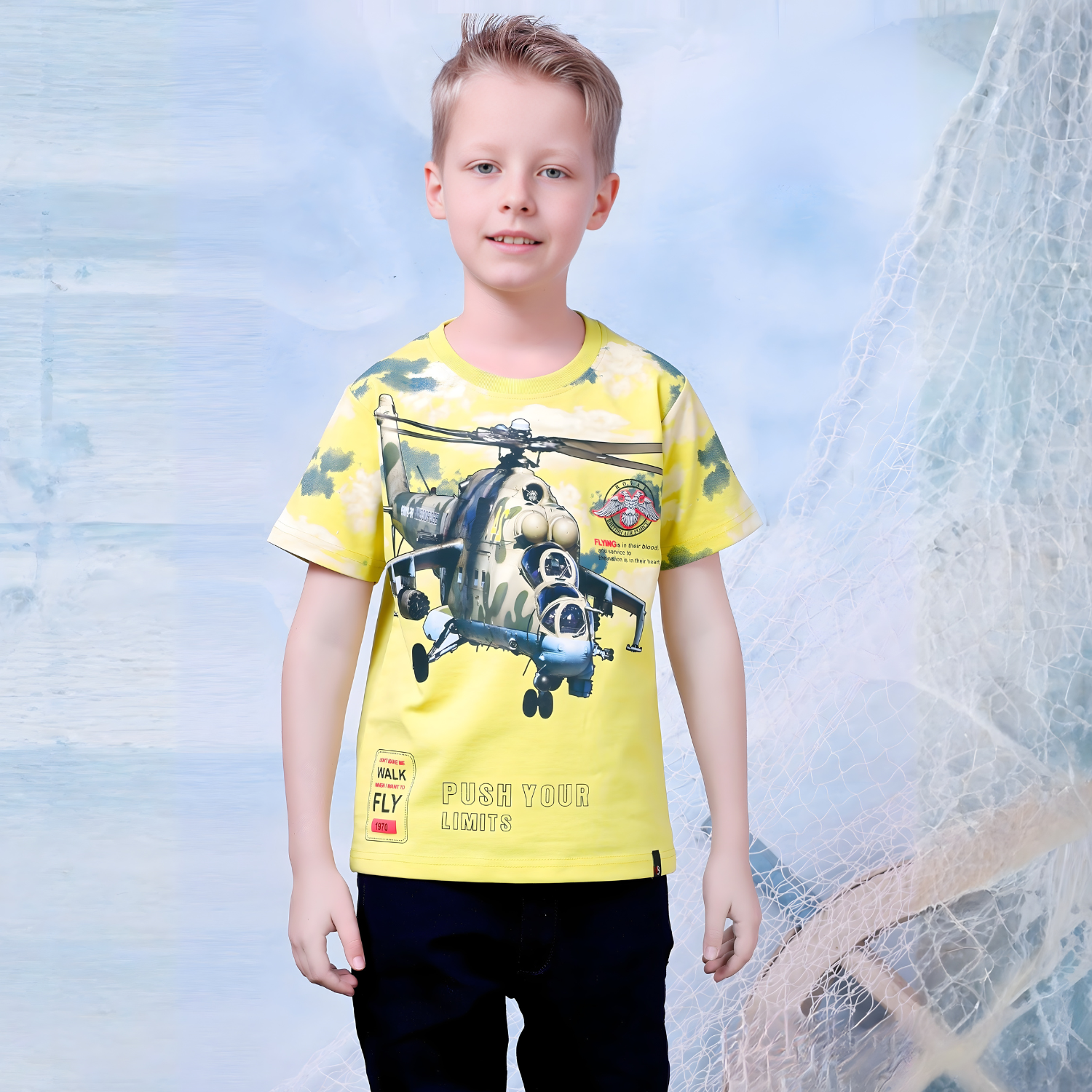 Boys Yellow Round Neck T-Shirt