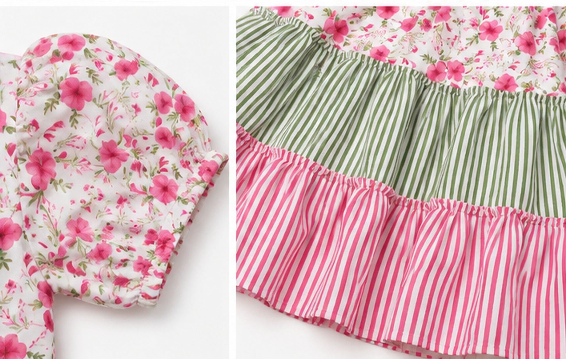 Ruffle fabric detail of girls gray floral dress