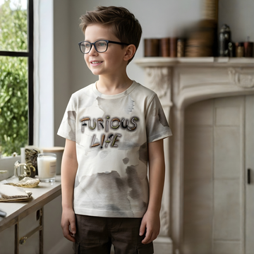 Stylish Brown Round Neck Half Sleeve Printed T- Shirt