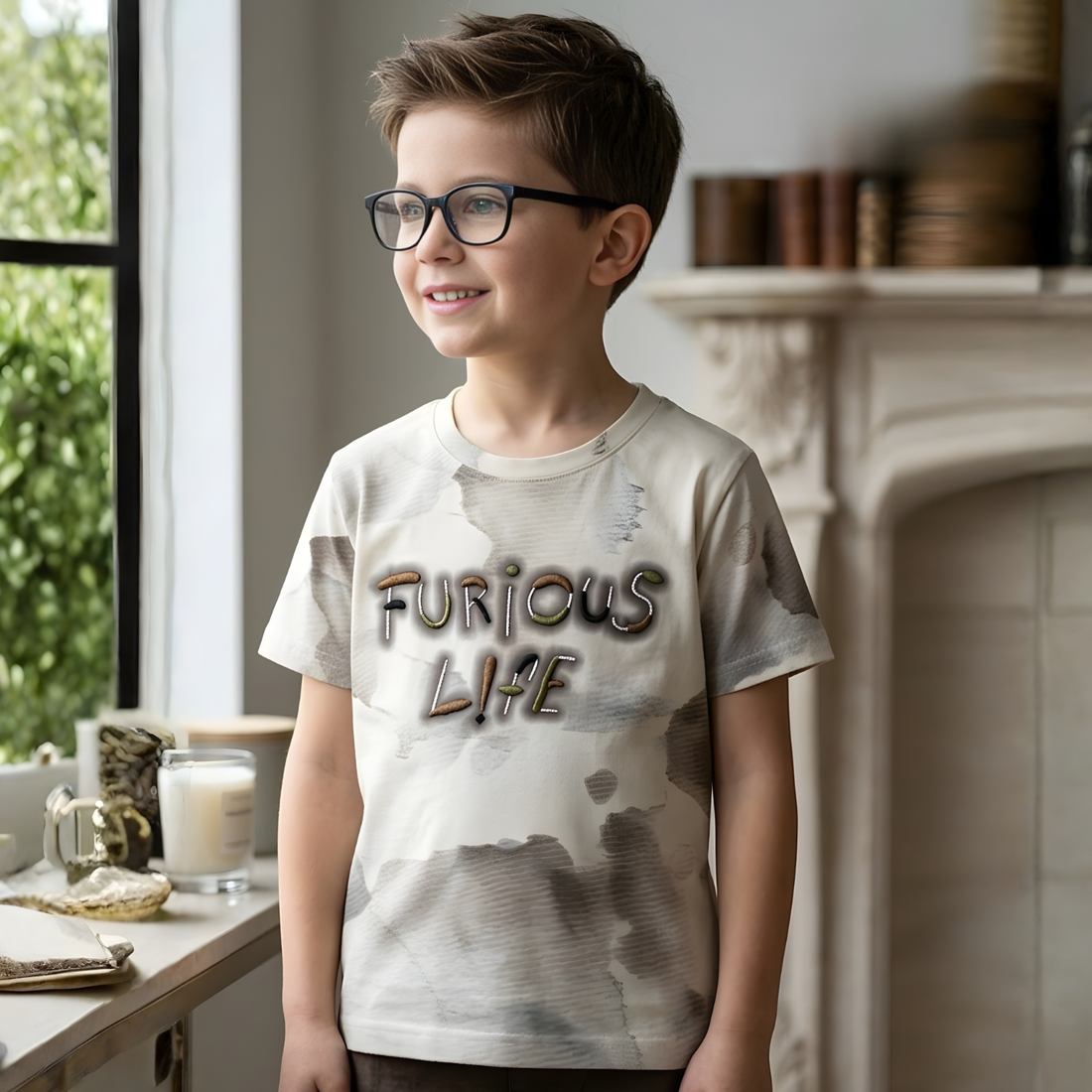 Stylish Brown Round Neck Half Sleeve Printed T- Shirt