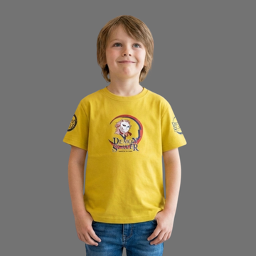 Boys Premium Cotton Mustard Printed T-Shirt