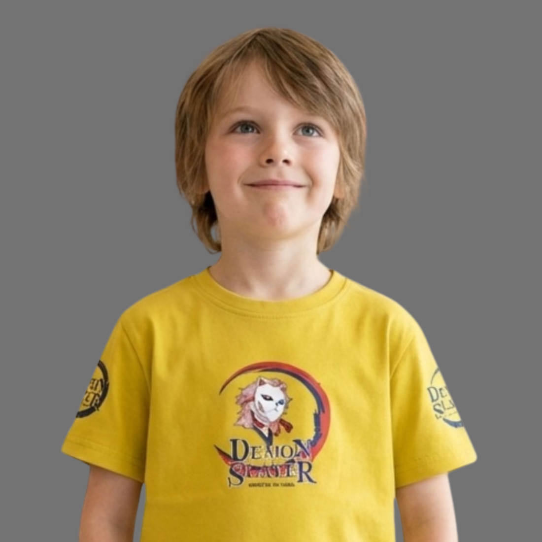 Boys Premium Cotton Mustard Printed T-Shirt